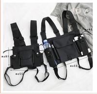 Bolso de Pecho de Nylon Personalizado de Moda, Chaleco Negro, Estilo Hip Hop Urbano, Riñonera Táctica Funcional, Bolso Cruzado