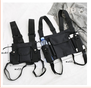Sac de poitrine en nylon personnalisé tendance, veste noire, streetwear hip-hop, sac banane tactique fonctionnel, sac bandoulière - Product Image 6