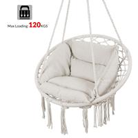 Chaise suspendue d'extérieur Ensemble de hamac en coton Grand crochet de plafond souple Chaise suspendue à franges tressées