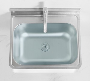 Évier mural rectangulaire en acier inoxydable commercial, lavabo pour se laver les mains, finition polie, robinet monotrou pour cuisine et salle de bain - Product Image 4