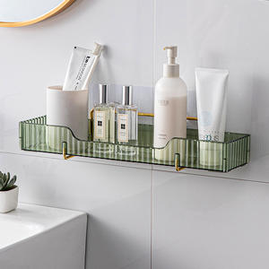 Étagère murale suspendue de salle de bain en plastique perforé gratuit à un niveau pour fournitures et articles de <span class=keywords><strong>toilette</strong></span> - Product Image 4