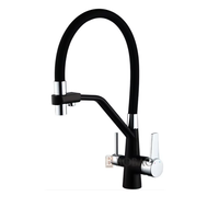 Robinet de cuisine moderne chaud/froid en laiton, 3 voies, monocommande, avec douchette extractible, à poser sur plan, finition acier inoxydable, garantie 5 ans