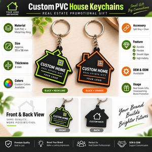Porte-clés personnalisé en PVC en forme de maison, cadeau promotionnel immobilier, OEM ODM - Product Image 4
