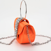 Sac à main demi-lune en tissu satiné diamant super flash pour femmes, sac à main de soirée décontracté, petit sac de fête