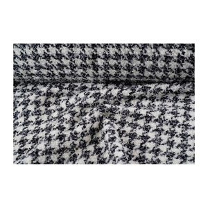 Tela Tweed de Primera Calidad Hecha en Corea, Diseño Elegante en Gris Marfil, Tweed Houndstooth, Tejido Textil Personalizado OEM y ODM - Product Image 3