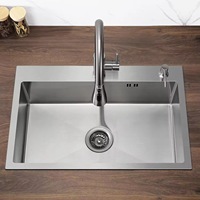 EVSON Wastafel Dapur Gaya Eropa Single Bowl Stainless Steel 304 Buatan Tangan Terlaris, Finishing Brushed, Garansi 2 Tahun