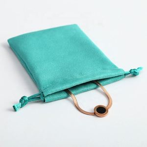 Sacs cadeaux en velours et suède imprimés offset avec logo personnalisé de la marque LUOYI, pochettes pour colliers, petits sacs cadeaux, sacs à poussière pour chapeaux avec cordon de serrage - Product Image 1