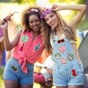 Patch brodé créatif thermocollant, thème chanteur populaire, 13 motifs : Guitare rose vif, Chat, Serpent, Écharpe rouge, Lumière disco, pour décoration DIY - Product Image 2