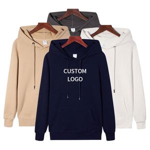Sweat-shirts à capuche unisexe en coton uni surdimensionnés de haute qualité pour homme, avec poches, pour l'automne, en gros, grandes tailles, épais - Product Image 1