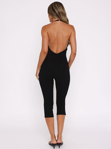 Tuta Intera <span class=keywords><strong>Sexy</strong></span> da Donna con Pantaloni a 7/8, Elasticizzata e Morbida, Stile Casual Sportivo, Comoda per l'Uso Quotidiano, Vestibilità Slim - Product Image 2