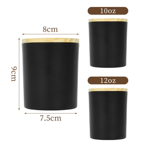 Pot à bougie vide en gros, noir mat, haut, large ouverture, fond rond, élégant, fantaisie, unique, personnalisé, avec couvercle - Product Image 5