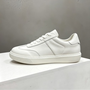 Sneakers de luxe pour homme en cuir pleine fleur véritable blanc - Fermeture à lacets - <span class=keywords><strong>Semelle</strong></span> légère en mousse EVA - Polyvalentes - Product Image 5