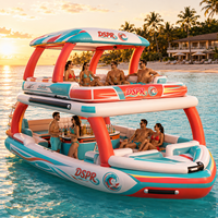 Île flottante gonflable portable avec auvent détachable pour les vacances en famille au lac, à la plage, en plein air ou dans un complexe hôtelier