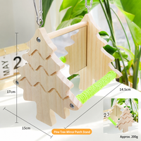 Perchoir miroir double face en bois pour perroquet, balançoire suspendue, jouet à mâcher, cadre à motif pivoine, écologique, durable, pour divertissement et jeu
