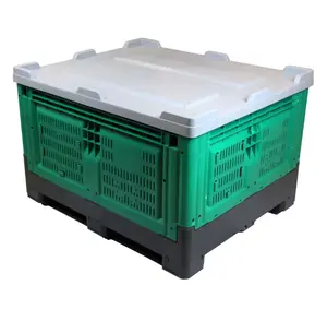 1200*1000*810MM LYPALLETS Foldable Collapsible Container With Cover Bulk Plastic Pallet Bins