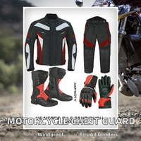 Conjunto de Ropa Protectora para Motociclistas, Color Negro y Rojo, Manga Larga, Resistente al Viento, Bloques de Color, para Todas las Estaciones, para Adultos