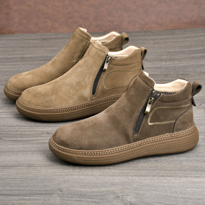 Women Genuine Leather <b>Ankle</b> <b>Bootie</b> Round Toe Plush Lining Rubber Outsole Warm Anti Slip Autumn Snow Boots - Product Image 3