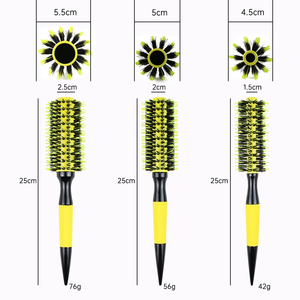 Cerdas amarillas Tubo de aluminio de cerámica Peine para peinar el cabello Peluquería Rolling Curl Style Cepillo redondo - Product Image 3