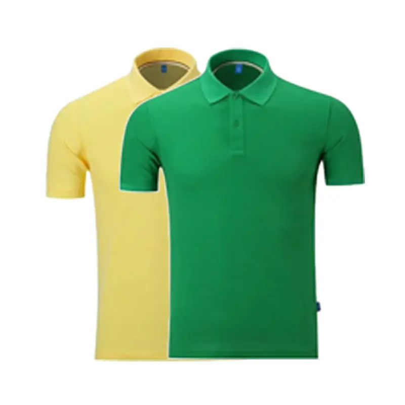 custom printed men's short sleeve design price green and yellow two polo t shirt premium 100 cotton polo neck tshirts for man