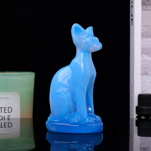 Sculpté à la main Reiki cristal naturel égyptien <span class=keywords><strong>Mau</strong></span> Sodalite Quartz Animal Art Sculpture guérison Pierre Sculpture - Product Image 4