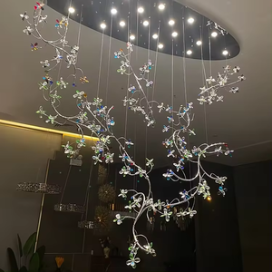 Luces interiores directas de fábrica, proyecto interior personalizado profesional, candelabro de flores de cristal colorido - Product Image 6