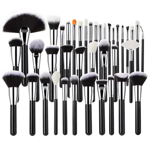 HMU Wholesale Wooden Vegan Professional Private Label Super Soft Brush High Quality 40pcs Cosmetic Makeup Brush Set For Make Up