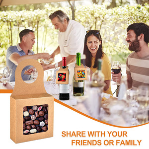 Boîte à <span class=keywords><strong>vin</strong></span> pliable suspendue personnalisée, boîte cadeau décorative en papier kraft avec fenêtre - Product Image 5