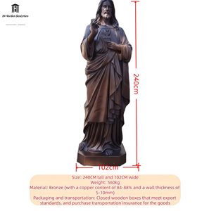 Artesanía Metálica de Bronce Personalizada de Jesús a Tamaño Real para Decoración Cristiana de Iglesias al Aire Libre JZ-B-Y-214 Bronce a Tamaño Real Ideal - Product Image 4