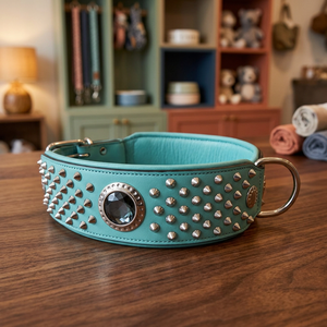 Hot Selling Designer <b>Leather</b> <b>Dog</b> <b>Collar</b> Luxury Silver Studs Animal Pattern Eco-Friendly Pet Safe Best Price <b>Collar</b> Leash Set - Product Image 3