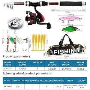 Excelente Precio, Juego de Caña de Pescar para Principiantes, Carrete de Largo Alcance, Bolsa para Cebo, Equipo de Pesca Portátil, para Pescar Pargo, Bagre, Salmón, Lubina, Tiburón - Product Image 3