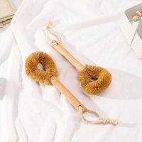Brosse à vaisselle en fibre de coco avec manche en bambou naturel, brosse écologique avec corde de suspension, personnalisable pour le nettoyage de la cuisine