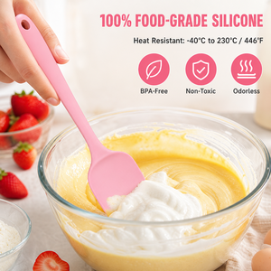 Spatule en silicone résistante à la chaleur avec manche en bois pour la pâtisserie et la cuisine - Product Image 2