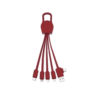 Regalo promocional <span class=keywords><strong>Entrada</strong></span> de 2 vías Cable de carga 4 en 1 Cable <span class=keywords><strong>Usb</strong></span> todo en uno con impresión de logotipo Llavero de cable <span class=keywords><strong>Usb</strong></span> para todos los teléfonos - Product Image 1