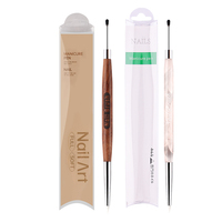 Stylo de sculpture pour nail art en silicone et acier de luxe, double tête, pour peinture florale 3D, manche en bois, multifonctionnel, pour gel et vernis.