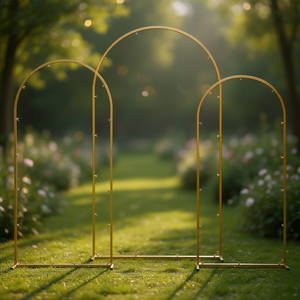 ชุดขาตั้งฉากหลังโค้งโลหะสีทอง 3 ชิ้น ขนาด 7.2 6.6 6 ฟุต ประกอบง่าย สำหรับตกแต่งพิธีแต่งงาน - Product Image 2