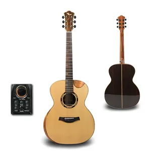 新设计 LA750E 40英寸豪华 EQ 固体顶级民间吉他半 Cataway 与扶手镶嵌固体云杉红木背定制