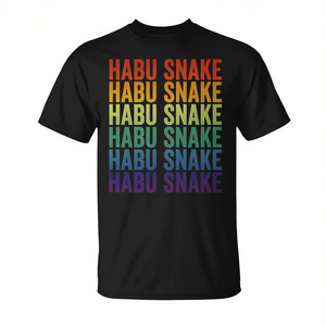 T-shirt Habu Snake Retro nera da uomo con scollo rotondo e grafica - Product Image 2
