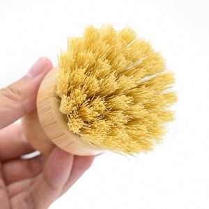 Kitchen Wooden Handle Cleaning Tools Bamboo Small <b>Scrub</b> <b>Brush</b> Coconut Bristles Pot <b>Brushes</b> Dish Scrubber Sisal Cleaning <b>Brush</b> - Product Image 3