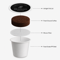 Capsules de café jetables en gros pour machine Keurig 2.0, avec couvercles en aluminium personnalisés et filtre interne