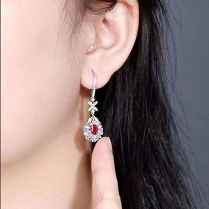 SGARIT Bijoux fins en or 18 carats avec pierres précieuses, 0,88 ct, rubis naturel non chauffé couleur sang de pigeon, boucles d'oreilles pour femmes, certificat GUILD - Product Image 5