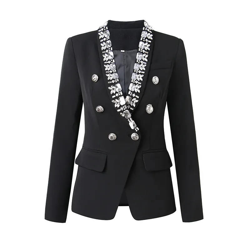 New Model Customized Ladies Winter Office Blazer Black And White Blazer Jacket