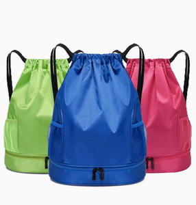 Custom Logo Drawstring Backpack Lightweight Waterproof Polyester Nylon Bag Cycling Drawstring Bag Promotional Sports Backpack