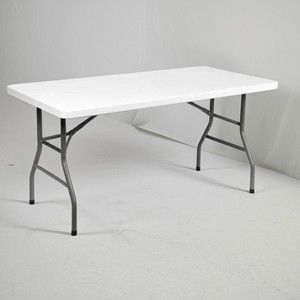 Mesa plegable portátil 6 pies blanco Rectangular plástico muebles de exterior plegable jardín Catering comedor Camping mesas plegables - Product Image 2
