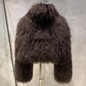 <span class=keywords><strong>Cappotto</strong></span> da Donna con Collo in Pelliccia Soffice, Morbido <span class=keywords><strong>Cappotto</strong></span> in Pelliccia d'Agnello, Cappotti in Pelliccia Mongola <span class=keywords><strong>Marrone</strong></span> <span class=keywords><strong>Scuro</strong></span> - Product Image 2