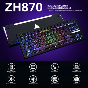 Clavier mécanique programmable Zornher ZH870 noir, rétroéclairage RGB, gravure latérale topographique, sans fil, trois modes, interrupteurs silencieux, 88 touches - Product Image 2