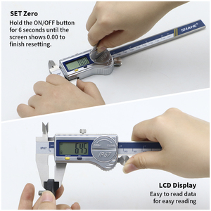 IP67 0-150 mét không thấm nước thép không gỉ kỹ thuật số Vernier Caliper Caliper điện tử với màn hình LCD hiển thị - Product Image 5