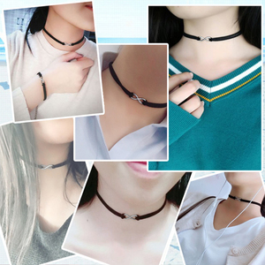 Produttore fatto a mano Infinity Sign Charm <span class=keywords><strong>collana</strong></span> in pelle scamosciata con ciondolo a catena per clavicola da donna girocollo bohémien - Product Image 6