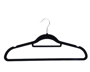 Cintre en velours noir bon marché direct d'usine conception de flocage antidérapante pour vêtements garde-robe hôtels boutiques garages - Product Image 1