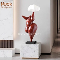 Escultura abstracta moderna para mujer Vestíbulo del hotel Piso grande Figura de fibra de vidrio Adornos de dama gorda