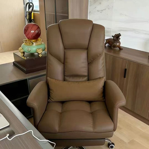 Boss <b>Office</b> Chair Home Comfortable Sedentary Sofa Reclining <b>Desk</b> Computer Leather Seat Backrest Lifting Five-Star Base Casters - Product Image 4